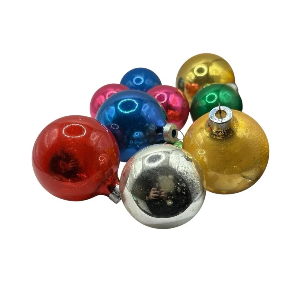 VTG Christmas Ornaments Balls Shiny Brite Japan Solid Color Set‎ of 11 USA Read